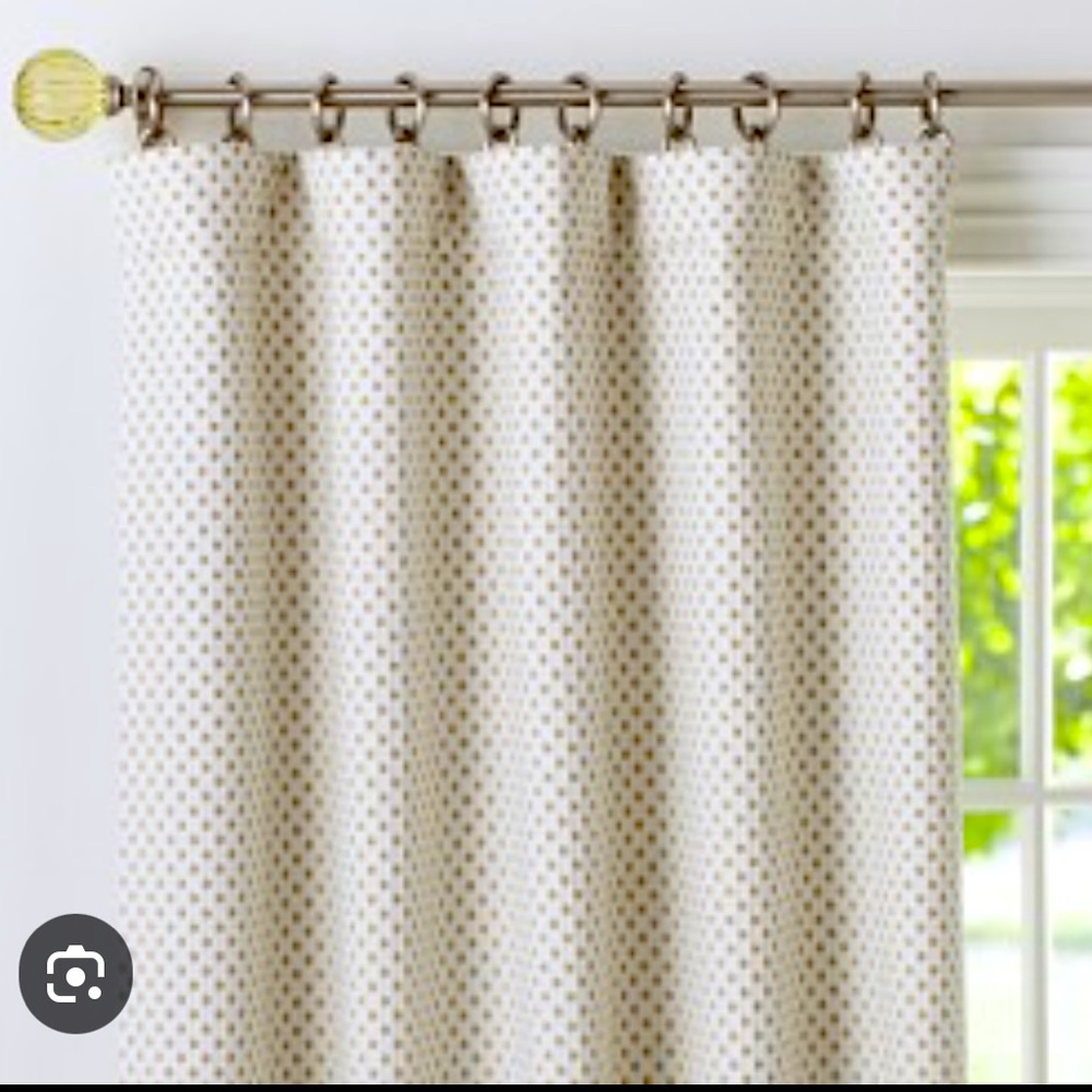 Pottery Barn Kids Audrey Chenille Swiss dot curtains x2 in cream|sage 44” x 84”